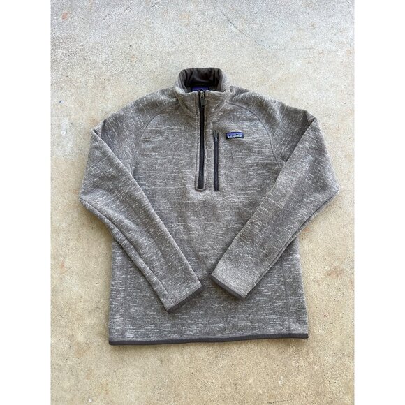 Patagonia Mens Small Brown Heather Quarter-Zip Fleece Pullover Jacket T3 - Picture 1 of 5